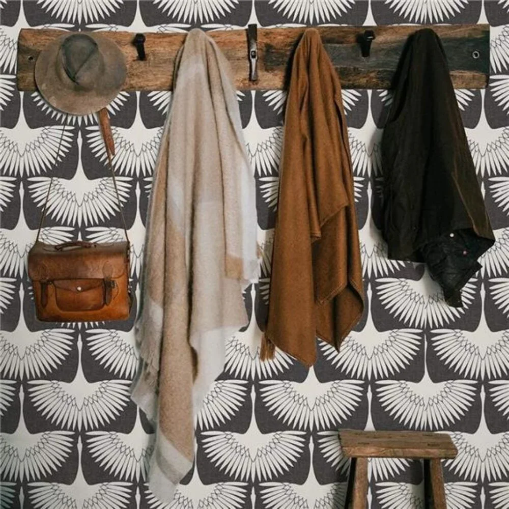 Gorder Storm Gray Feather Flock Removable Peel & Stick Wallpaper,20.5 inX16.5ft